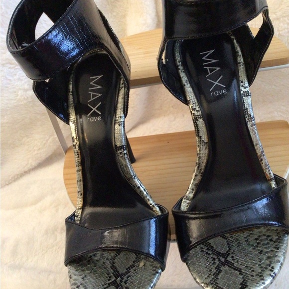 Max Rave Black and Silver Snakeskin Heels - Picture 2 of 5